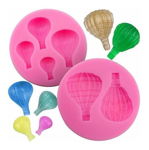 Meiyouju 2 Pcs Hot Air Balloon Fondant Mold, 4 Cavity Air Ba