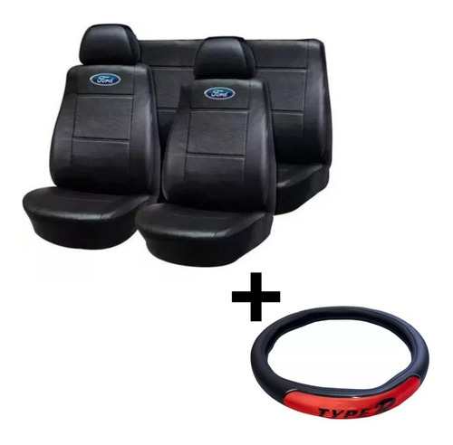 Funda Asiento Para Ford Ka Y Cubre Volante Refelctivo Rojo