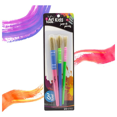 Juego De Pinceles Escolares Indra Multiusos 3 Pzs Crema | MercadoLibre