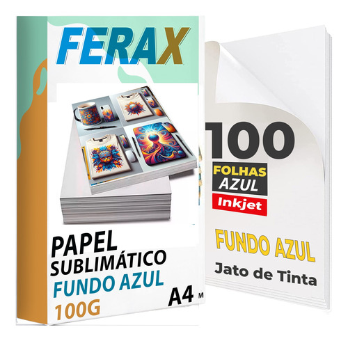 Papel Sublimatico A4 Fundo Azul 100 Folhas - Profissional