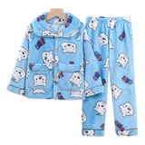 Pijama Conjunto 2 Piezas De Polar Para Niños Niñas Invierno