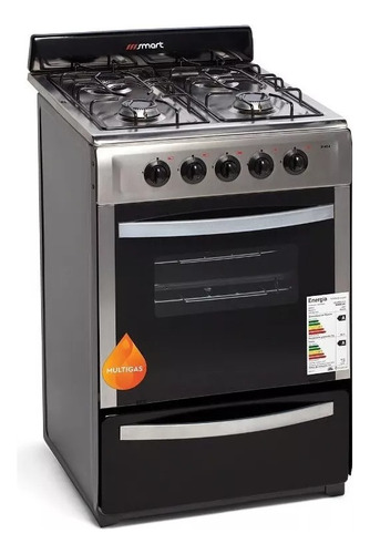 Cocina Multigas 4 Hornallas Inox Smart Aprobada 56 Cm 