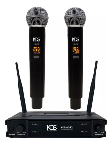 Microfone Kadosh Kds-w 392m S/ Fio Uhf 50 Canais Duplo