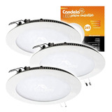 3 Plafones Led Redondos Embutir 24w Luz Cálida Candela 7261