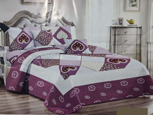 Cubrecama King Morado 2.5 Plaza + Una Bajada De Cama 