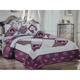 Cubrecama King Morado 2.5 Plaza + Una Bajada De Cama 