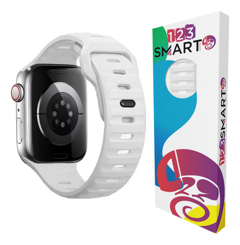 Pulseira De Silicone Mariner Premium Compativel Com Apple Watch Iwatch 9 8 7 6 5 4 3 2 1 Se 38mm 40mm 41mm - Branco