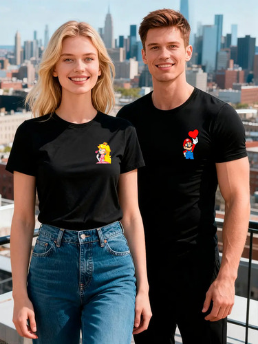 Duos De Playera Mario Y Peach Pareja Para San Valentín