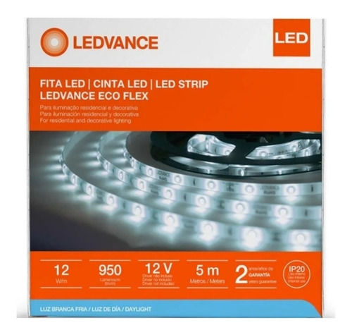 Tira Led 12w Interior Ip20 Rollo X5mts Elegir Color Ledvance