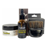 Kit Barba Cepillo + Cera + Aceite Barbería Caballeros