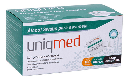 Álcool Swab 70% Saches Lenços Umedecidos 100un - Uniqmed