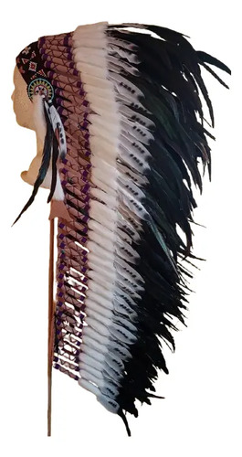 Artesania Penacho Indio E Apache Americano Grande Blanco