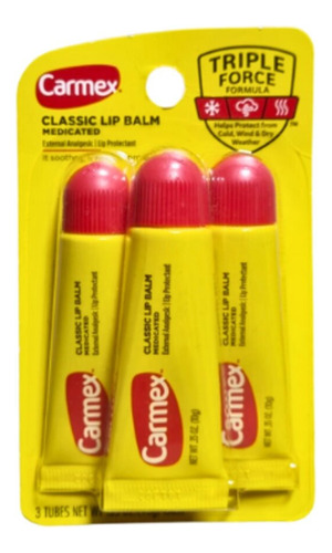 Carmex Classic Lip Balm Medicated Tube  X3 Unidades