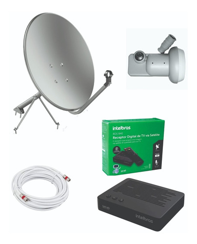 Kit Antena Parabólica Digital Intelbras Rds840 Banda Ku 60cm