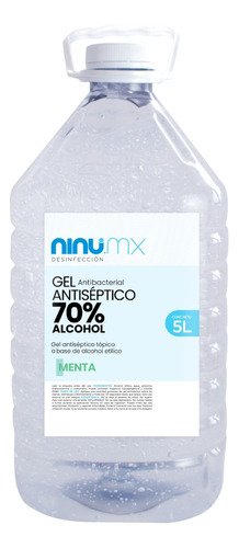 Gel Antibacterial 70 Alcohol Ninu 5 Litros Galon Sanitizante Fragancia Menta