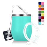 Vaso Termico Vino Café Te 12oz Acero Inoxidable W/calor/frí Color Celeste