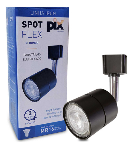 Spot Flex Para Trilho Eletrificado Mr16 Gu10 Preto