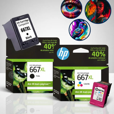 Cartucho Hp 667xl Preto + Colorido Original Alta Capacidade | Parcelamento sem juros