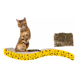 Rascador De Carton Para Gato Con Catnip Forma De Ola Amarillo