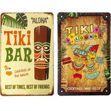 2 Piezas Tiki Bar Tin Sign Bar Decoraciones Al Aire Lib...