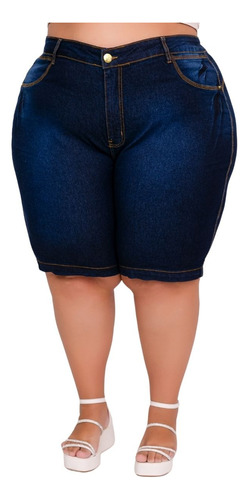 Bermuda Jeans Ciclista Plus Size Letizia Cintura Alta