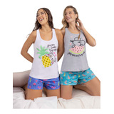 Pijama Lencatex De Musculosa De Algodón Y Short De Spum