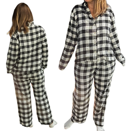 Conjunto Pijama De Flanela Xadrez Inverno 100% Algodão 