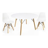 Mesa 120cm + 2 Cadeiras Pretas Sala De Jantar Charles Eames