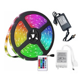  Cinta  Led Tira Luces 5mts Rgb Multicolor Con Control 