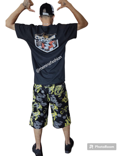 Conjunto Kit Masculino Cyclone Bermuda E Camiseta