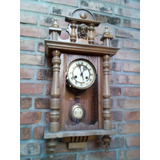 Antiguo Reloj De Pared Con Alzada Funcionando 34 X 17 X 65