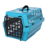 Caixa De Transporte Gatos Cães  Coelhos Pequeno Porte N° 1 Cor Azul