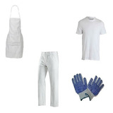 Kit 4  Ropa Trabajo Remera Pantalon Delantal Guante