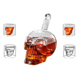 Licorera Decantador Whiskey Calavera Cráneo Vidrio+ 4 Vasos