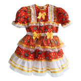 Vestido Infantil Festa Junina Quadrilha Caipira Luxo Menina