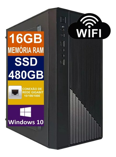 Pc Cpu Core I7 Ssd 480gb+ 16gb+ Wifi + Cabo + Win 10 Pro 64