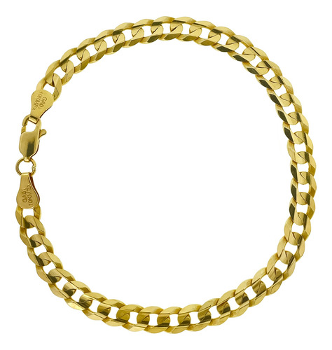 Mözz Esclava Oro 10k Pulso Pulsera Cuban Barbado 21cm 6mm