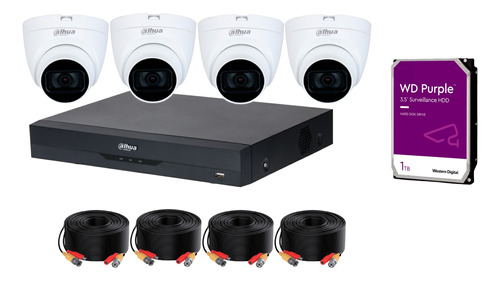 Kit  Dvr 8ch 5mp, 4 Cam 5mp Microfono, Cable Siames, 1tb