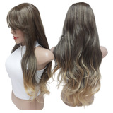 Peruca Wig Longa Californiana Luzes Mel Ruivo Loiro + Touca