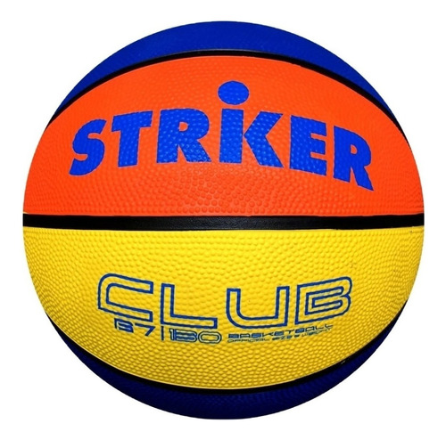 Pelota Basquet N°7 Striker Goma Vulcanizada Basket Cke Color Azul/naranja/amarillo