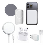 Kit Power Bank + Indução Magnético +carregador + Fone iPhone