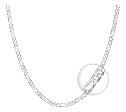 Cadena Cartier Plata Fina Ley 925 Collar Figaro 3mm 50cm