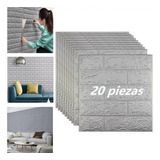 20pcs Gris 3d Papel Tapiz Ladrillo Pegatina Pared 35*38.5cm