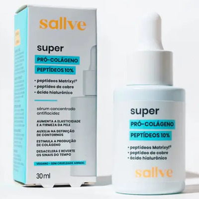 Super Pró-colágeno 10% Peptídeos Sallve 30ml Momento de aplicação Dia\u002FNoite Tipo de pele Normal | Frete grátis