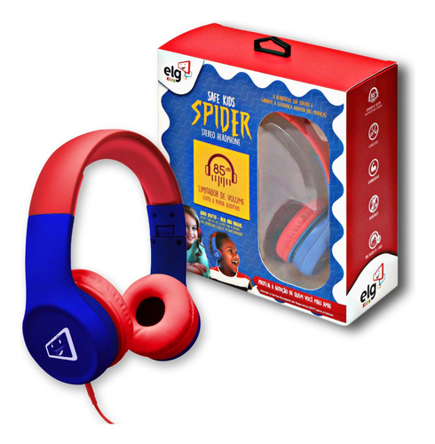 Headphone Estereo Infantil Com Limitador De Volume Spider