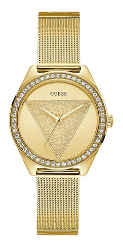 Reloj Guess W1142l2 Tri Glitz Quartz Mujer Color De La Correa Dorado Color Del Bisel Dorado Color Del Fondo Dorado