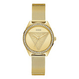 Reloj Guess W1142l2 Tri Glitz Quartz Mujer Color De La Correa Dorado Color Del Bisel Dorado Color Del Fondo Dorado