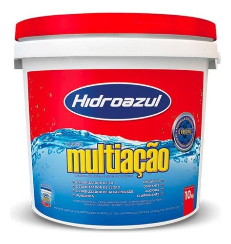 Cloro Para Piscina 10 Kg - Multiação 8 Em 1 - Hidroazul 