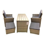 Set Rattan Para Armar Sillon+mesa Alta +2 Puff