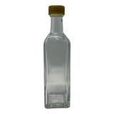 Tequilera Vidrio Cuadrada 60 Ml  Tapa Dorada (20 Piezas)